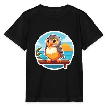 Cuckoo Funny Cartoon Kawaii Beach Illustration - Stanley/Stella MINI CREATOR Kids’ T-Shirt - black - Front - Mikhail (115cm)