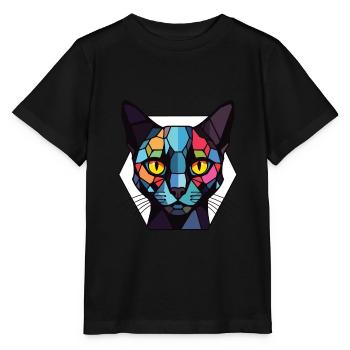 Bombay Cat Breed Illustration aquarelle colorée - T-shirt bio MINI CREATOR Stanley/Stella Enfant - noir - Devant - Mikhail (115cm)