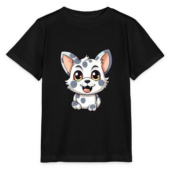 Australische gefleckte Nebelkatze Karikatur Aquarell Kunst - Stanley/Stella Kinder T-Shirt MINI CREATOR  - Schwarz - Vorne - Mikhail (115cm)