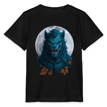 Loup-garou d’Halloween pleine lune - T-shirt bio MINI CREATOR Stanley/Stella Enfant - noir - Devant - Mikhail (115cm)