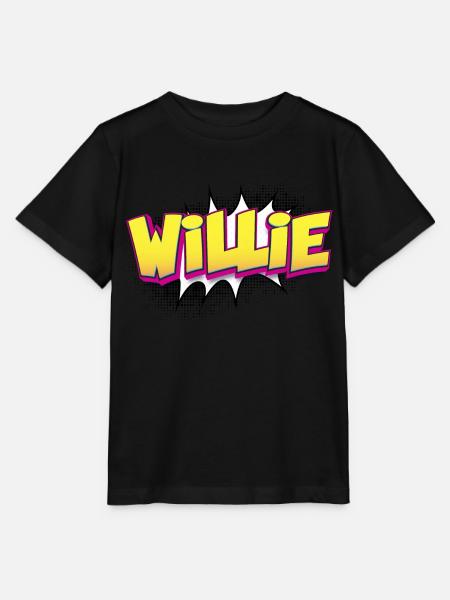 Willie Benutzerdefinierter Name Comic-Stil Pop-Art, - Stanley/Stella Kinder T-Shirt MINI CREATOR - Schwarz