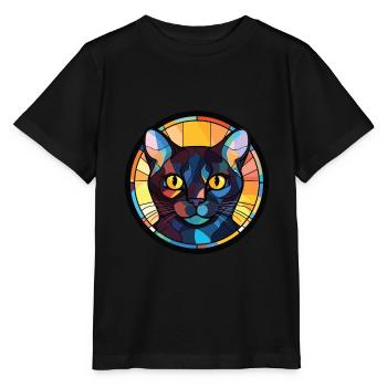 Bombay Cat Breed Illustration aquarelle colorée - T-shirt bio MINI CREATOR Stanley/Stella Enfant - noir - Devant - Mikhail (115cm)