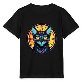 Bombay Cat Breed Illustration aquarelle colorée - T-shirt bio MINI CREATOR Stanley/Stella Enfant - noir - Devant - Mikhail (115cm)