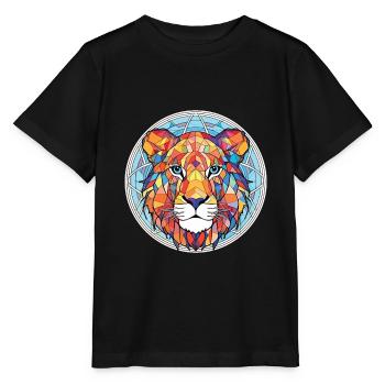 Liger Hybrid Lion Tiger Cat Colorful Watercolor - Stanley/Stella MINI CREATOR Kids’ T-Shirt - black - Front - Mikhail (115cm)