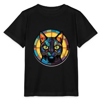 Bombay Cat Breed Illustration aquarelle colorée - T-shirt bio MINI CREATOR Stanley/Stella Enfant - noir - Devant - Mikhail (115cm)