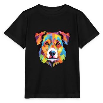 Chien de berger des Carpates race aquarelle colorée - T-shirt bio MINI CREATOR Stanley/Stella Enfant - noir - Devant - Mikhail (115cm)