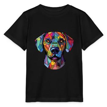 Cao De Castro Laboreiro race chien aquarelle verre - T-shirt bio MINI CREATOR Stanley/Stella Enfant - noir - Devant - Mikhail (115cm)