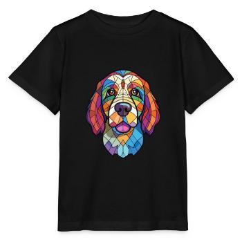 Cao De Castro Laboreiro race chien aquarelle verre - T-shirt bio MINI CREATOR Stanley/Stella Enfant - noir - Devant - Mikhail (115cm)