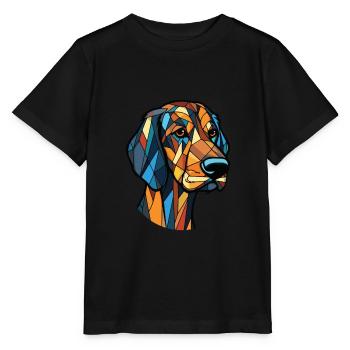 Braque Saint Germain chien race aquarelle colorée - T-shirt bio MINI CREATOR Stanley/Stella Enfant - noir - Devant - Mikhail (115cm)