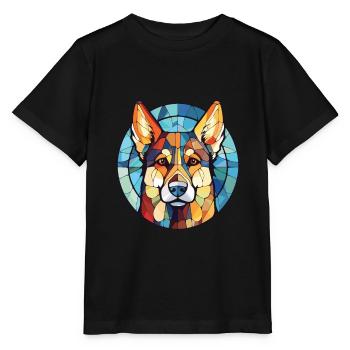 Sibérie orientale Laika chien race aquarelle colorée - T-shirt bio MINI CREATOR Stanley/Stella Enfant - noir - Devant - Mikhail (115cm)