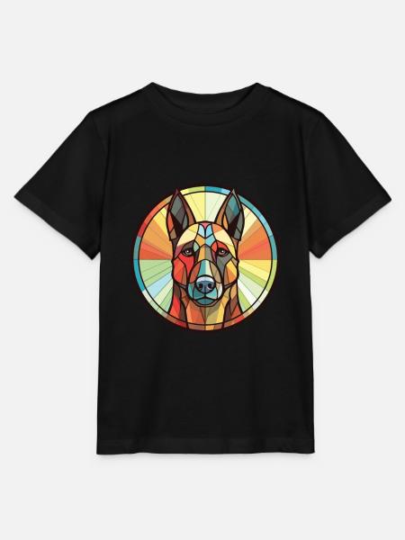 Belgian Malinoi Dog Breed Watercolor Illustration - Stanley/Stella MINI CREATOR Kids’ T-Shirt - black