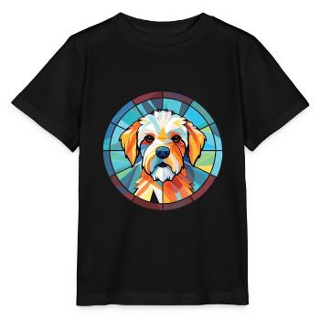 Französischer dreifarbiger Hundehund Rasse Aquarellglas - Stanley/Stella Kinder T-Shirt MINI CREATOR  - Schwarz - Vorne - Mikhail (115cm)