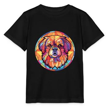 Tibetische Spaniel-Hunderasse Aquarell-Illustration - Stanley/Stella Kinder T-Shirt MINI CREATOR  - Schwarz - Vorne - Mikhail (115cm)