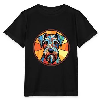 Standard Schnauzer chien race aquarelle colorée - T-shirt bio MINI CREATOR Stanley/Stella Enfant - noir - Devant - Mikhail (115cm)