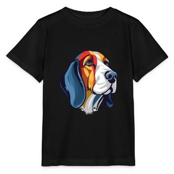 Französischer dreifarbiger Hundehund Rasse Aquarellglas - Stanley/Stella Kinder T-Shirt MINI CREATOR  - Schwarz - Vorne - Mikhail (115cm)