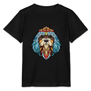 Chinese Imperial Dog Breed Watercolor Illustration - Stanley/Stella MINI CREATOR Kids’ T-Shirt - black - Front - Mikhail (115cm)