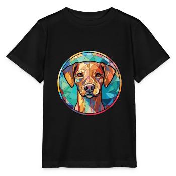 Cao De Castro Laboreiro race chien aquarelle verre - T-shirt bio MINI CREATOR Stanley/Stella Enfant - noir - Devant - Mikhail (115cm)