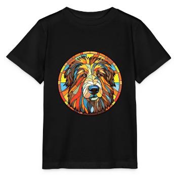 Katalanischer Schäferhund Hund Rasse Aquarell Illustration - Stanley/Stella Kinder T-Shirt MINI CREATOR  - Schwarz - Vorne - Mikhail (115cm)