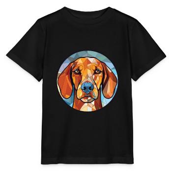 Braque D Auvergne race de chien aquarelle colorée - T-shirt bio MINI CREATOR Stanley/Stella Enfant - noir - Devant - Mikhail (115cm)