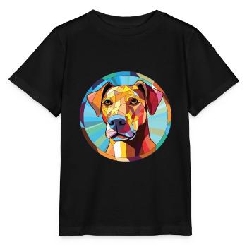 Braque Saint Germain chien race aquarelle colorée - T-shirt bio MINI CREATOR Stanley/Stella Enfant - noir - Devant - Mikhail (115cm)