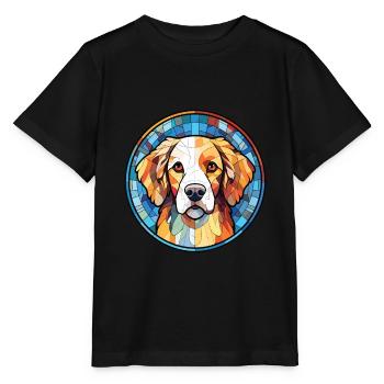 Slovensky Kopov Hunderasse Aquarell Illustration - Stanley/Stella Kinder T-Shirt MINI CREATOR  - Schwarz - Vorne - Mikhail (115cm)