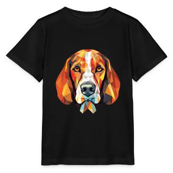 Russe Arlequin chien chien race verre aquarelle - T-shirt bio MINI CREATOR Stanley/Stella Enfant - noir - Devant - Mikhail (115cm)