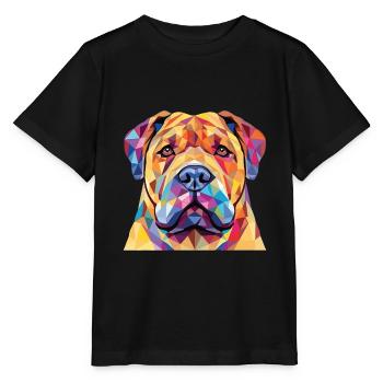 Shar Pei Purebred Dog Breed Colorful Watercolor - Stanley/Stella MINI CREATOR Kids’ T-Shirt - black - Front - Mikhail (115cm)