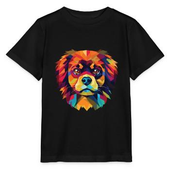 Tibetischer Spaniel Hunderasse Aquarell Illustration - Stanley/Stella Kinder T-Shirt MINI CREATOR  - Schwarz - Vorne - Mikhail (115cm)