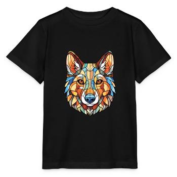Sibérie occidentale Laika chien race aquarelle colorée - T-shirt bio MINI CREATOR Stanley/Stella Enfant - noir - Devant - Mikhail (115cm)