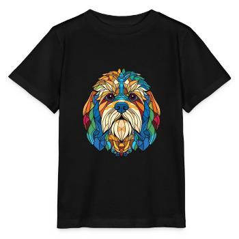 Tibetische Kyi Apso Hunderasse Aquarell Illustration - Stanley/Stella Kinder T-Shirt MINI CREATOR  - Schwarz - Vorne - Mikhail (115cm)