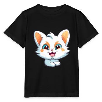 Brume australienne chat dessin animé aquarelle Clipart - T-shirt bio MINI CREATOR Stanley/Stella Enfant - noir - Devant - Mikhail (115cm)