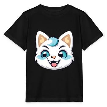 Hantilly Tiffany chat dessin animé aquarelle Clipart - T-shirt bio MINI CREATOR Stanley/Stella Enfant - noir - Devant - Mikhail (115cm)