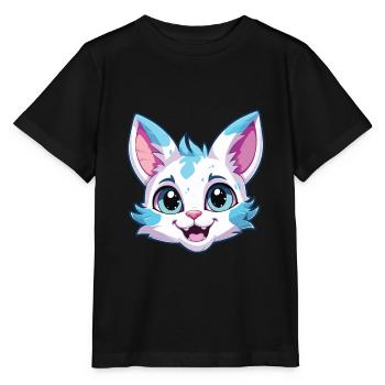 Australien tacheté brume chat dessin animé Art de l’aquarelle - T-shirt bio MINI CREATOR Stanley/Stella Enfant - noir - Devant - Mikhail (115cm)