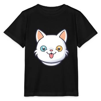 Hantilly Tiffany chat dessin animé aquarelle Clipart - T-shirt bio MINI CREATOR Stanley/Stella Enfant - noir - Devant - Mikhail (115cm)