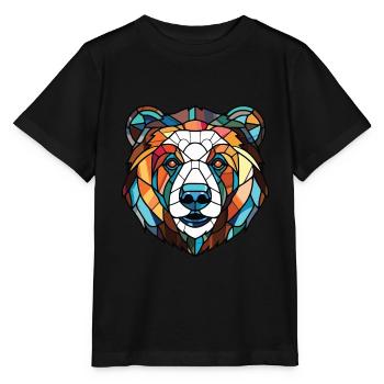 Ours de l’Himalaya Aquarelle colorée Animal Cartoon - T-shirt bio MINI CREATOR Stanley/Stella Enfant - noir - Devant - Mikhail (115cm)