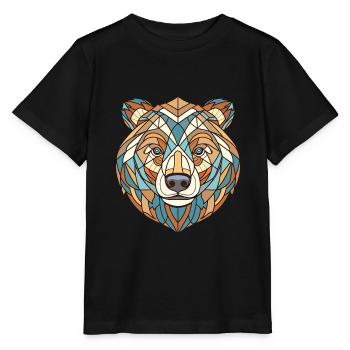 Ours brun de Sibérie Aquarelle colorée Animal - T-shirt bio MINI CREATOR Stanley/Stella Enfant - noir - Devant - Mikhail (115cm)
