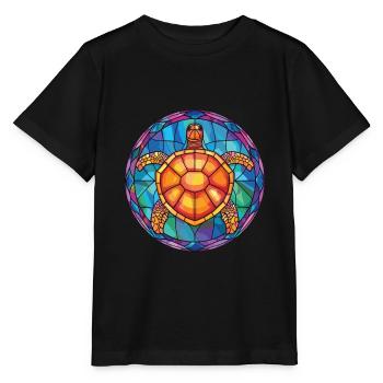 Schildkröte buntes Aquarell Tier Haustier Illustration - Stanley/Stella Kinder T-Shirt MINI CREATOR  - Schwarz - Vorne - Mikhail (115cm)