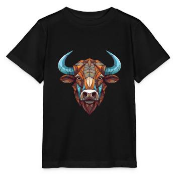 Bison bison bison bison aquarelle coloré Animal - T-shirt bio MINI CREATOR Stanley/Stella Enfant - noir - Devant - Mikhail (115cm)