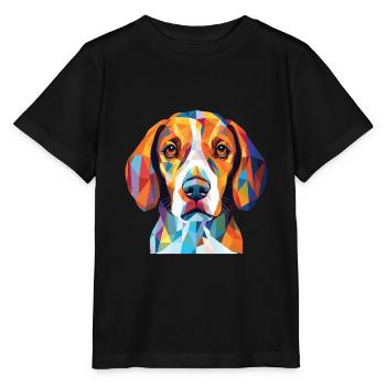 Beagle Harrier Scent Hound race chien aquarelle - T-shirt bio MINI CREATOR Stanley/Stella Enfant - noir - Devant - Mikhail (115cm)