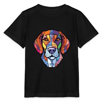 Cao De Castro Laboreiro race chien aquarelle verre - T-shirt bio MINI CREATOR Stanley/Stella Enfant - noir - Devant - Mikhail (115cm)