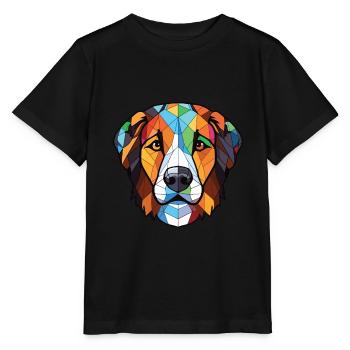 Chien de berger des Carpates race aquarelle colorée - T-shirt bio MINI CREATOR Stanley/Stella Enfant - noir - Devant - Mikhail (115cm)