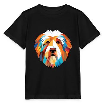 Katalanischer Schäferhund Hund Rasse Aquarell Illustration - Stanley/Stella Kinder T-Shirt MINI CREATOR  - Schwarz - Vorne - Mikhail (115cm)