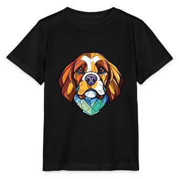 Briquet Griffon Vendéen race chien aquarelle verre - T-shirt bio MINI CREATOR Stanley/Stella Enfant - noir - Devant - Mikhail (115cm)