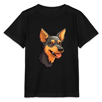 Lancashire Heeler Hunderasse Cartoon Kawaii Illustration - Stanley/Stella Kinder T-Shirt MINI CREATOR  - Schwarz - Vorne - Mikhail (115cm)