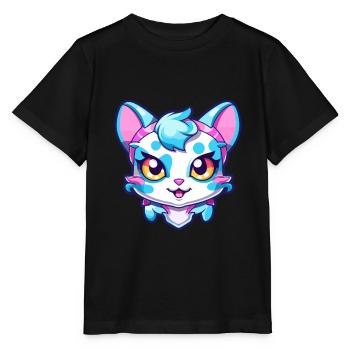 Hantilly Tiffany chat aquarelle dessin animé Kawaii - T-shirt bio MINI CREATOR Stanley/Stella Enfant - noir - Devant - Mikhail (115cm)
