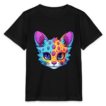 Australien brume chat aquarelle dessin animé Kawaii - T-shirt bio MINI CREATOR Stanley/Stella Enfant - noir - Devant - Mikhail (115cm)