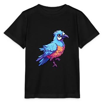 Geai bleu coloré aquarelle dessin animé Kawaii Animal - T-shirt bio MINI CREATOR Stanley/Stella Enfant - noir - Devant - Mikhail (115cm)