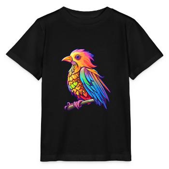 Cuckoo Colorful Watercolor Cartoon Kawaii Animal - Stanley/Stella MINI CREATOR Kids’ T-Shirt - black - Front - Mikhail (115cm)
