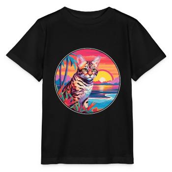 Rotluchs buntes Aquarell Karikatur Kawaii Tier - Stanley/Stella Kinder T-Shirt MINI CREATOR  - Schwarz - Vorne - Mikhail (115cm)