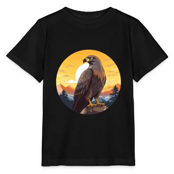 Bussard Buntes Aquarell Cartoon Kawaii Tier - Stanley/Stella Kinder T-Shirt MINI CREATOR  - Schwarz - Vorne - Mikhail (115cm)
